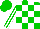 Silk - Green and white blocks, white stripes on green sleeves