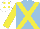 Silk - Light blue, yellow cross sashes & sleeves, white cap, yellow spots