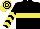 Silk - Black, yellow hoop, yellow chevrons on sleeves, yellow & black hooped cap