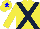 Silk - Yellow, dark blue cross sashes, yellow cap, blue star