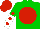 Silk - Green, red disc, green and white halved sleeves, red spots, red cap