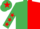 Silk - Emerald Green and Red (halved), Emerald Green sleeves, Red stars, Emerald Green cap, Red star