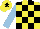 Silk - Yellow and black check, light blue sleeves, yellow cap, black star