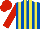 Silk - Royal blue and yellow stripes, red sleeves and cap