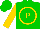 Silk - Green, gold circled 'p', gold sleeves