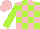 Silk - Lime green and pink blocks, lime green sleeves, pink cap