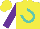 Silk - Yellow, turquoise horseshoe, purple sleeves