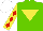 Silk - LIGHT GREEN, YELLOW inverted triangle, YELLOW sleeves, RED diamonds, WHITE cap