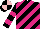Silk - Black and cerise diagonal stripes, black sleeves, two cerise hoops, black and pink quartered cap