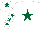 Silk - White, dark green star, white sleeves, dark green stars, white cap, dark green star
