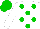 Silk - White, green dots, white sleeves, green cap