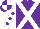 Silk - Purple, white cross sashes, purple spots on white sleeves, purple and white quartered cap