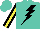 Silk - Turquoise, black lightning bolt, yellow stripe on black sleeves