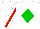 Silk - White, green diamond, red stripe on sleeves