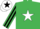 Silk - Emerald Green, White star, Emerald Green and Black striped sleeves, White cap, Black star