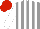 Silk - Grey & white stripes, white sleeves, red cap