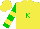 Silk - Yellow, green 'k', green and yellow bars on sleeves