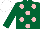 Silk - Dark green, pink spots, dark green arms, white cap