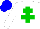 Silk - White body, green cross of lorraine, white arms, blue cap