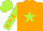 Silk - Orange, lime star, orange stars on lime sleeves, orange and lime cap