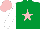 Silk - Emerald green, pink star, white sleeves, pink cap