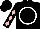 Silk - Black, white circled b, pair of dice, pink diamonds on sleeves