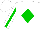 Silk - White, green diamond, green stripe on sleeves