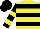 Silk - Yellow, black hoops, black, and yellow bars on sleeves, black cap