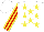Silk - White, black, red, and yellow stars, black, red and yellow stripes on sleeves