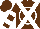 Silk - Brown, white circle, white cross belts, white bars on sleeves, brown cap