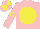 Silk - Pink, yellow disc, yellow circle on sleeves, pink and yellow quartered cap