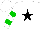 Silk - White, black star, green hoops on sleeves, green star on white cap