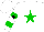 Silk - White, green star,green hoops on sleeves, black star on white cap