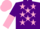 Silk - Purple, Pink stars, halved sleeves, Pink cap