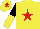 Silk - Yellow, red star, black and yellow halved sleeves, yellow cap, red star