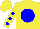 Silk - Yellow, blue ball, blue dots on sleeves