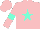 Silk - Pink, aqua star, aqua hoop on sleeves, pink cap
