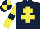 Silk - Dark blue, yellow cross of lorraine, yellow sleeves, dark blue armlets, dark blue and yellow quartered cap