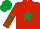 Silk - Red, emerald green star, red sleeves, emerald green stars and cap