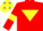 Silk - Red, Yellow inverted triangle and armlets, Yellow cap, Grey spots