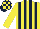 Silk - Yellow & dark blue stripes, yellow sleeves, check cap