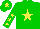 Silk - Green body, yellow star, green arms, yellow stars, green cap, yellow star