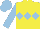 Silk - Yellow, light blue triple diamond, sleeves and cap
