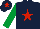 Silk - Dark blue, red star, emerald green sleeves, dark blue cap, red star