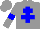 Silk - Grey body, big-blue cross of lorraine, grey arms, big-blue armlets, grey cap
