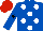 Silk - Royal blue, white dots, royal blue sleeves, black star on red cap