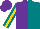 Silk - Purple and teal halved, gold stripe on teal sleeves