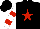 Silk - Black, red star, red bars on white sleeves