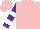 Silk - Pink, purple 'stuck racing', white crosses, pink & white bars on purple sleeves