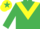 Silk - EMERALD GREEN, yellow chevron, yellow cap, emerald green star